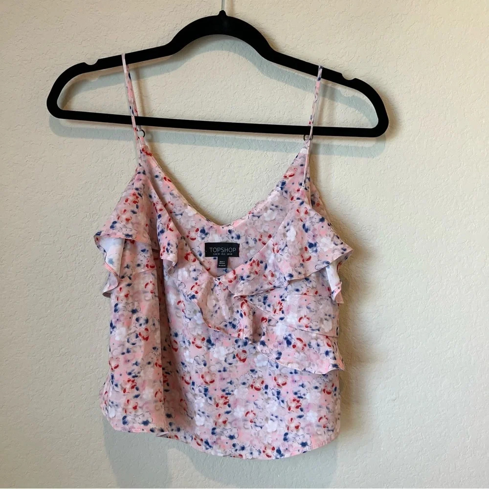 Topshop Ruffle Floral crop top